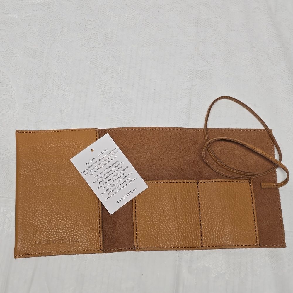 Mark & Graham Electronics Charger Roll Organizer In Camel Genuine Leather